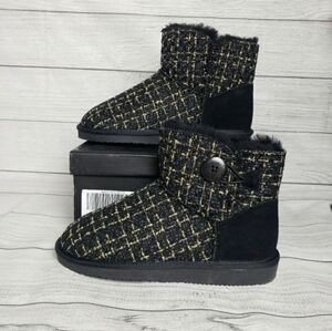 Bernie Mev‎ Sheena Black Gold Booties Womens 7.5 Furry Boots